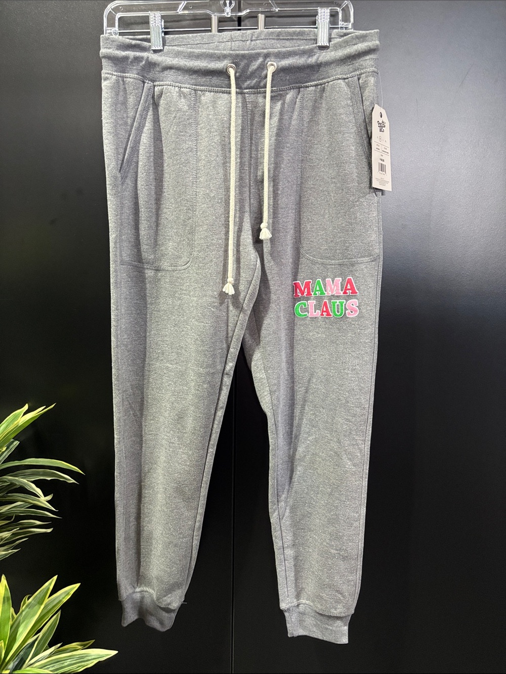 Pacific & Co. Mama Claus joggers,elastic waist & cuffs,pockets,Christmas